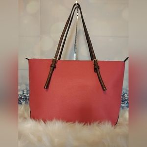 Faux Leather Pebble Stone Pink Tote